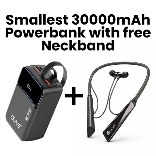 Chargezilla World's Smallest 30000mAh Powerbank With Free Olive Neckband (1 Year Warranty)