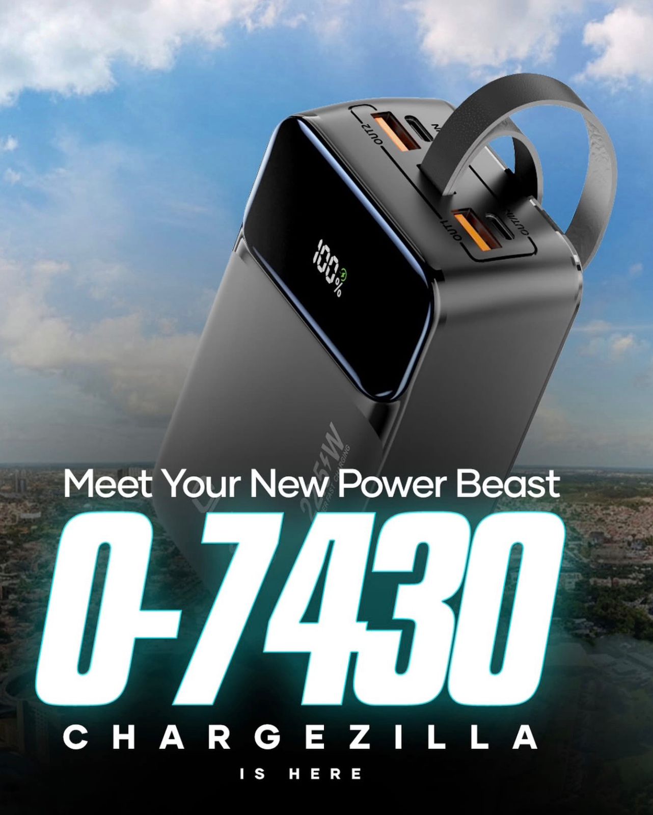 Chargezilla World's Smallest 30000mAh Powerbank With Free Olive Neckband (1 Year Warranty)