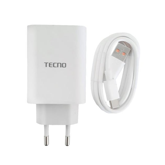 Tecno 33W FlashCharge / Ultra Fast Charger | 100% Original + Free Cable [Open Parcel Allowed]