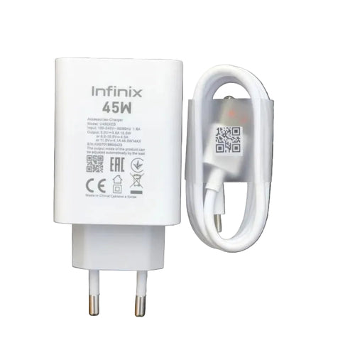 Infinix 45W Fast Charger | 100% Original + Free Cable [Open Parcel Allowed]